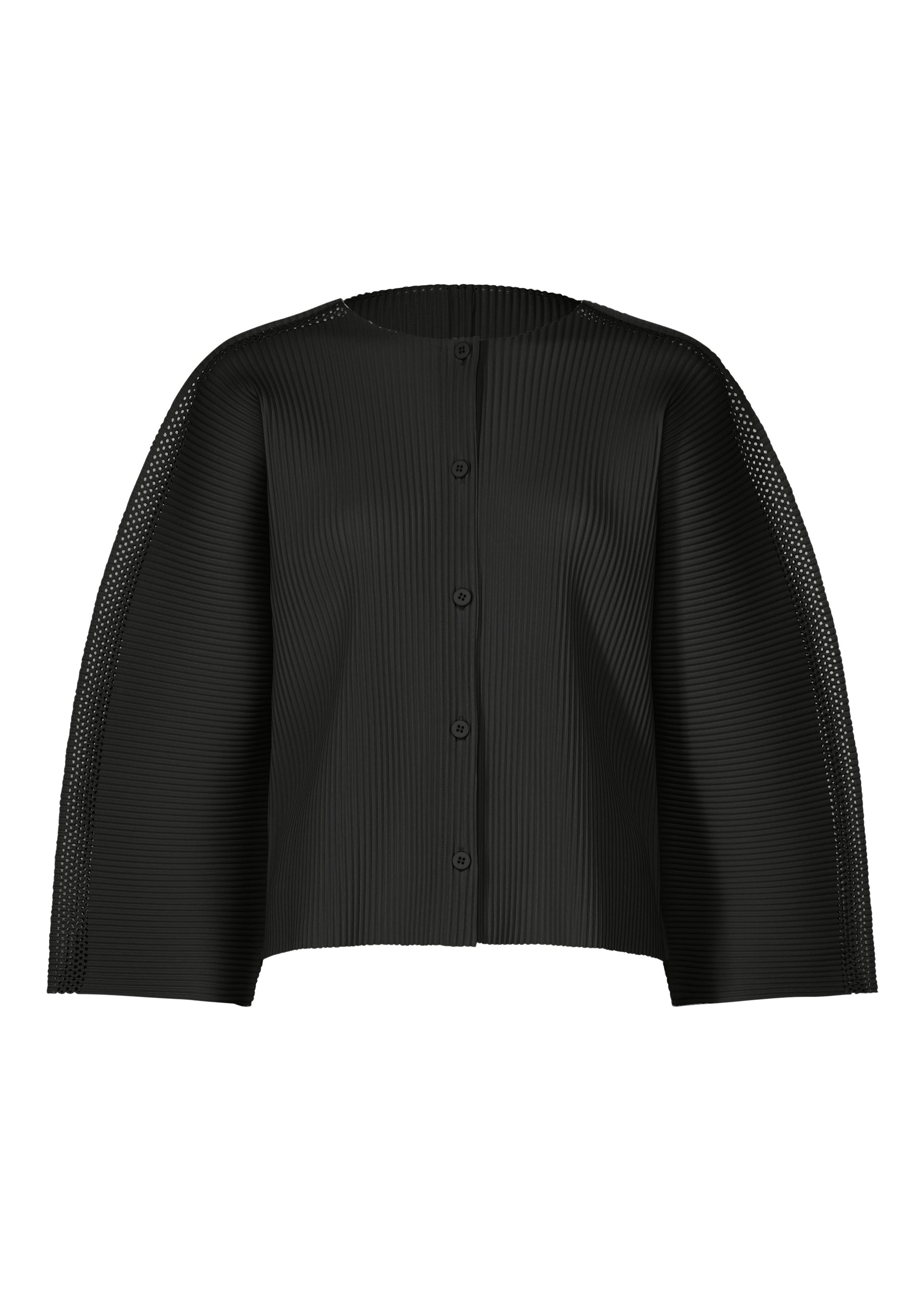 MESH PLEATS、ウィメンズ_トップス_カーディガン、ブラック