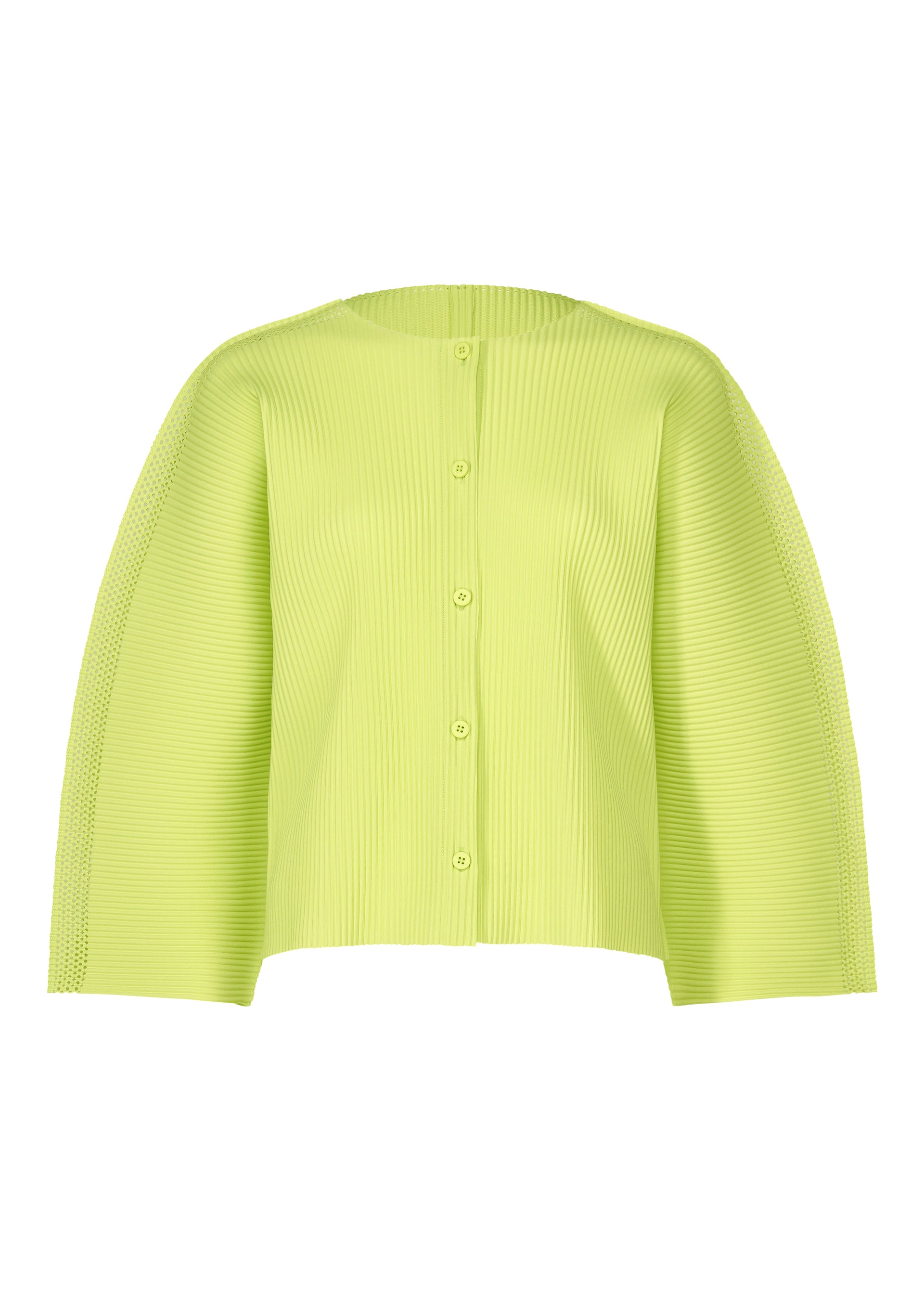 MESH PLEATS、ウィメンズ_トップス_カーディガン、イエロー