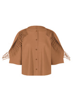 LEAF PLEATS、ウィメンズ_トップス_カーディガン、ブラウン