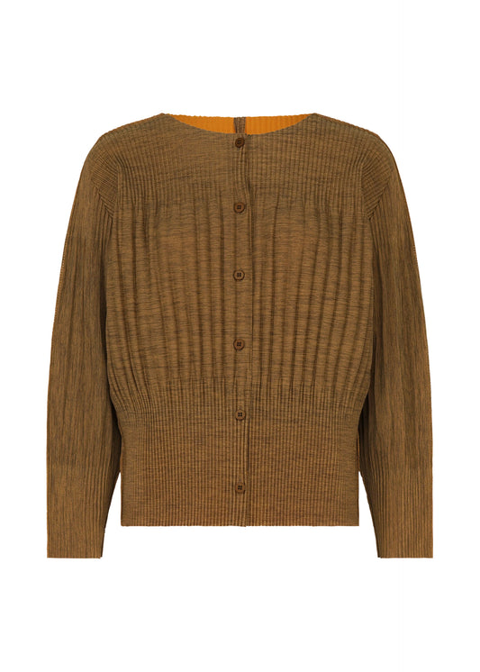 MIX FINE KNIT PLEATS、ウィメンズ_トップス_カーディガン、オレンジ