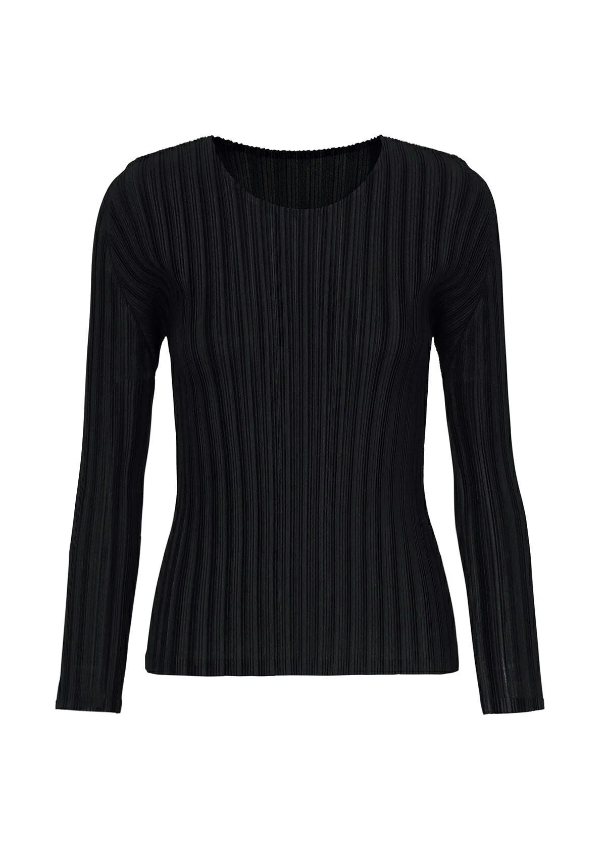 RIB PLEATS BASICS、ウィメンズ_トップス_トップ、ブラック